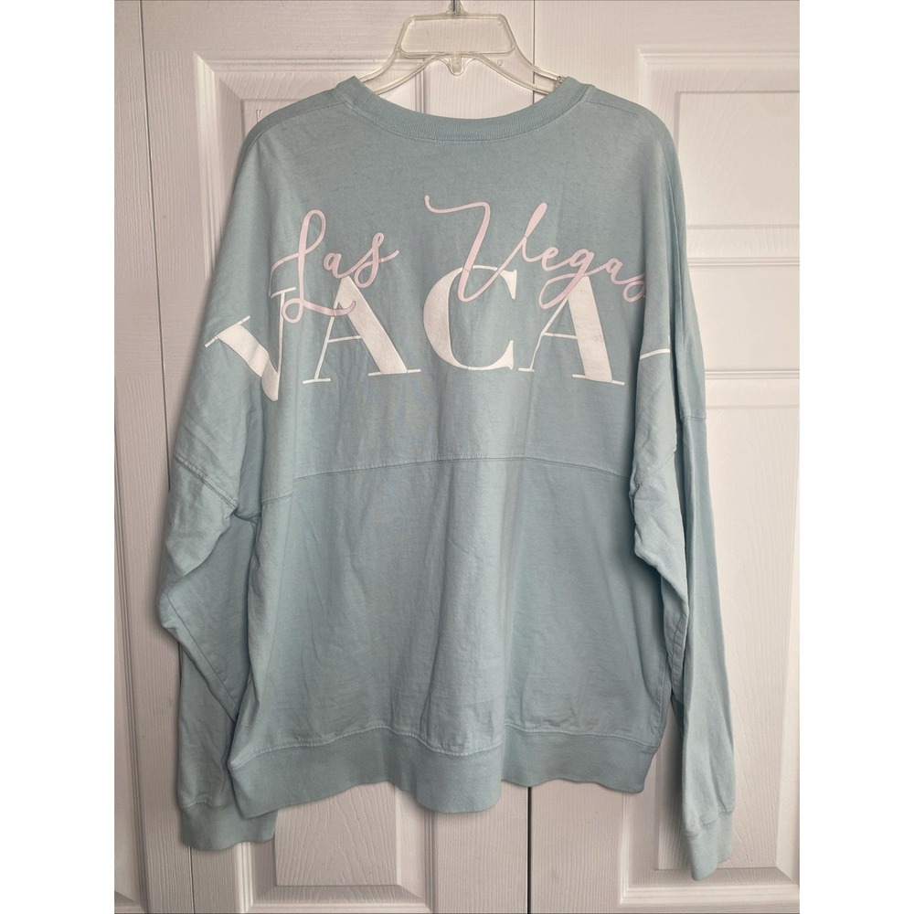 Spirit Jersey Las Vegas Vaca Pullover Womens Size L Light Blue Graphic Cotton